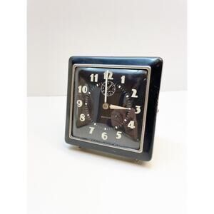 Antique Westclox Spur Model Square Mid Century Clock Chrome Accents Alarm Clock